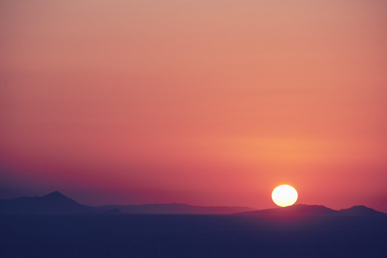 Sunset in Oia, Santorini, Greece